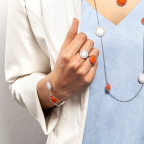 PULSERA KARAMEL CRISTAL CORAL - BLANCO