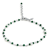 PULSERA PLATA BOLITAS VERDES Y PERLAS