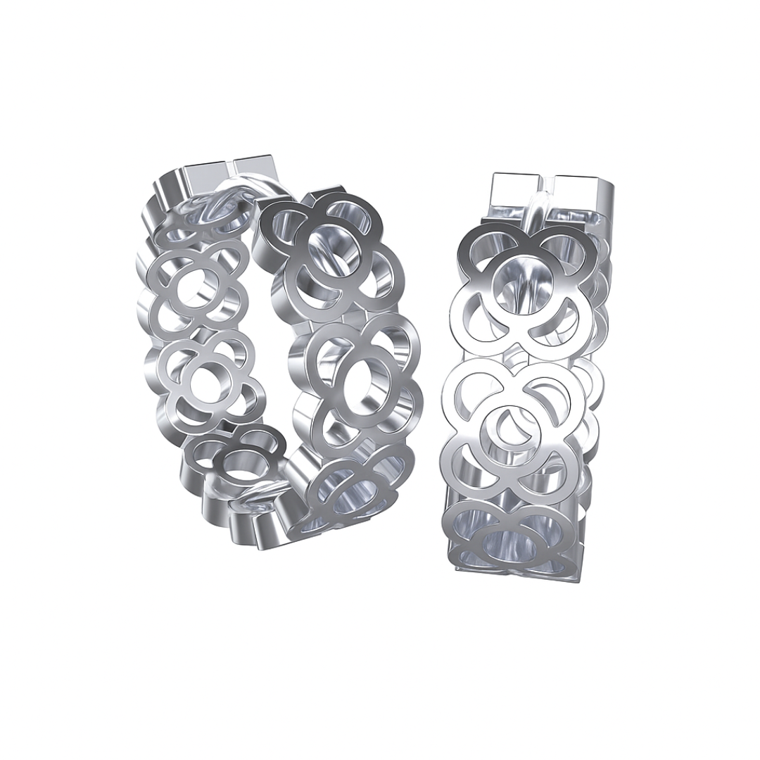 PENDIENTES AROS CALADOS FLOR  DE BARCELONA