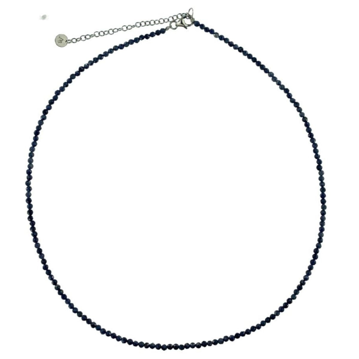 BLACK SPINEL NECKLACE WITH SILVER CLASP