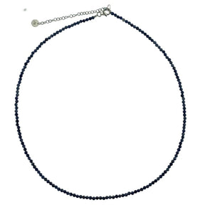 BLACK SPINEL NECKLACE WITH SILVER CLASP