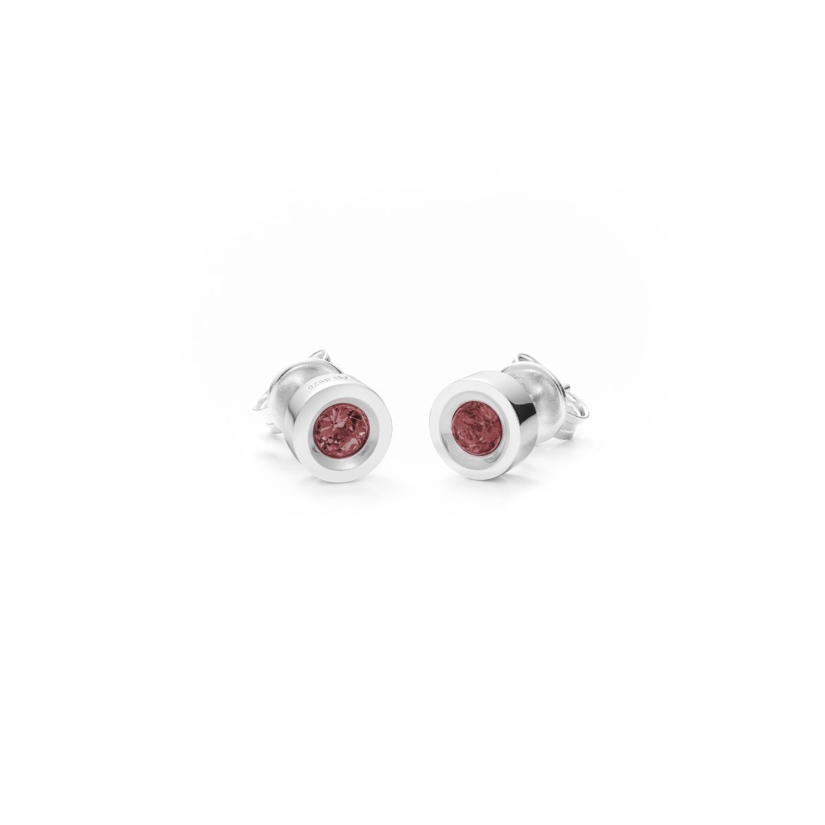 SMALL SILVER AND NATURAL GARNET EARRINGS