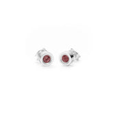 SMALL SILVER AND NATURAL GARNET EARRINGS
