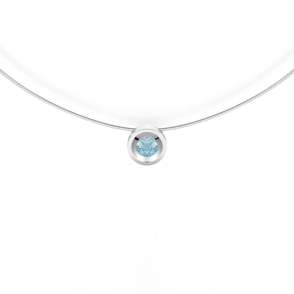SILVER AND NATURAL BLUE TOPAZ PENDANT
