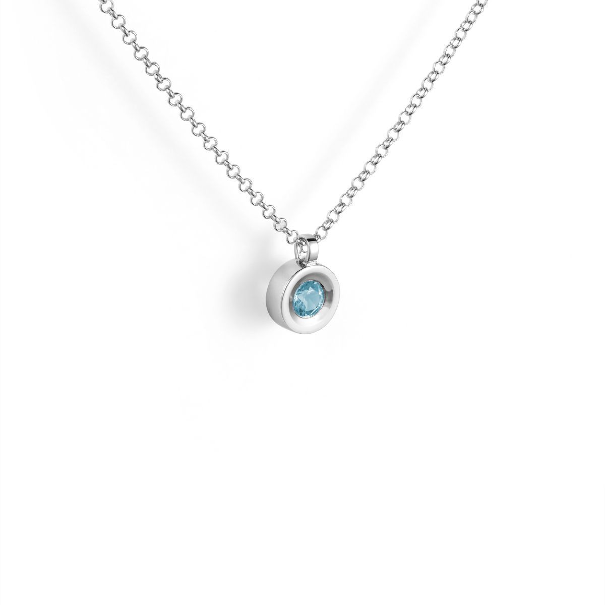 SMALL SILVER AND NATURAL BLUE TOPAZ PENDANT