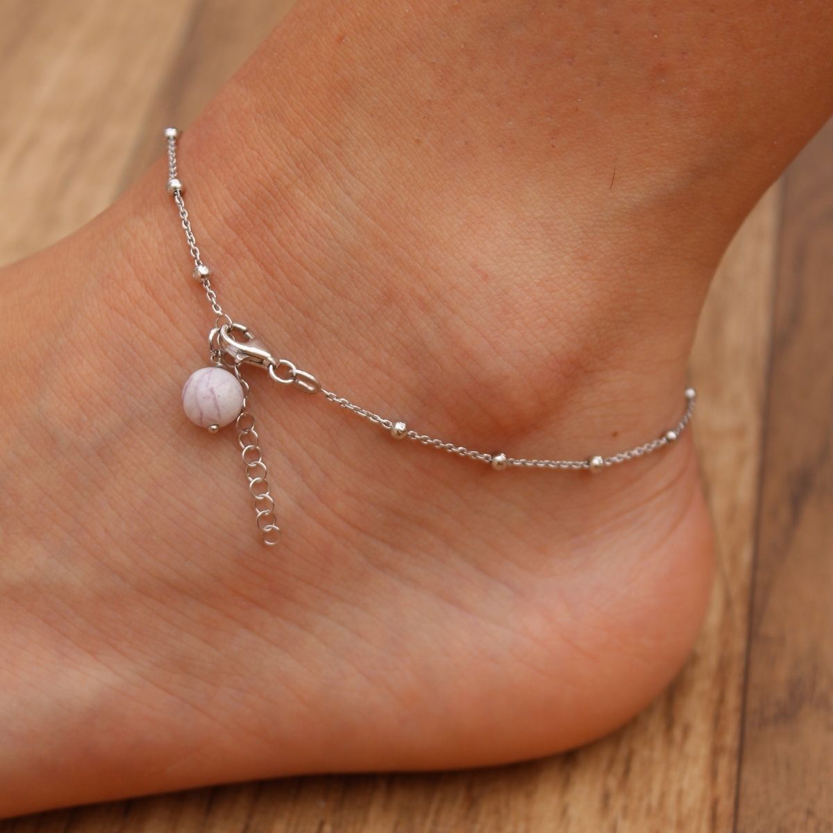 SILVER ANKLET WITH AGATE