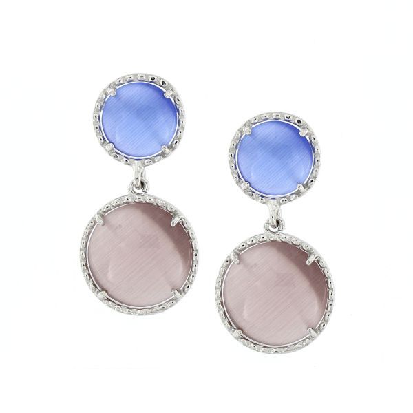 PENDIENTES DOBLES SWEET AZUL Y ROSA CLARO
