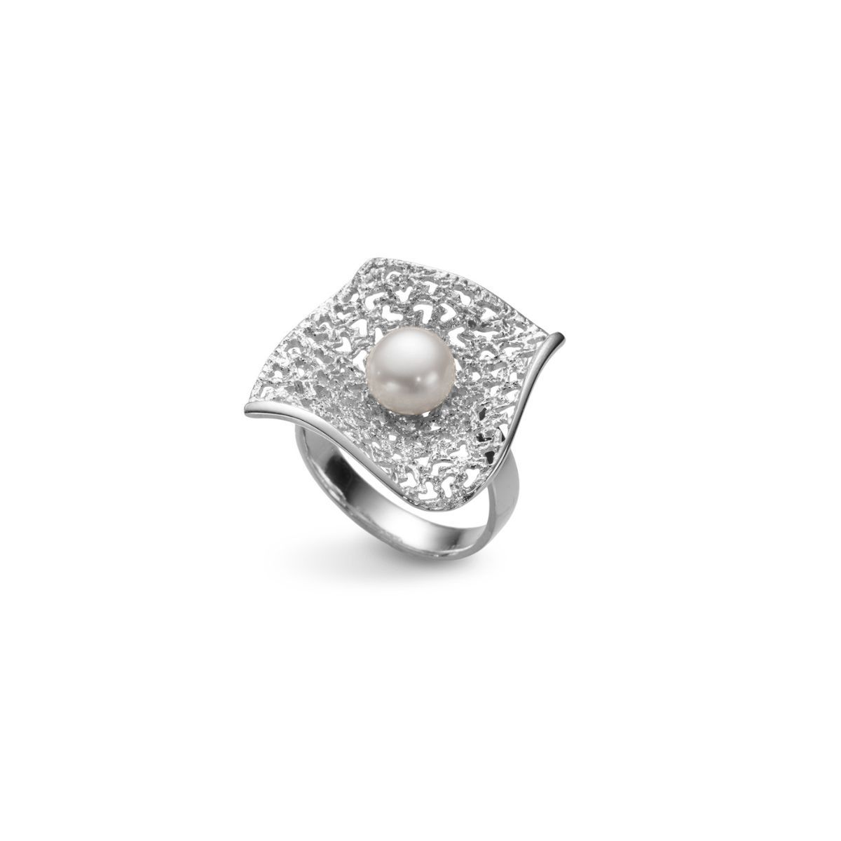 SQUARE FEDRA OPEN RING WITH PEARL
