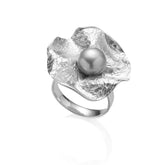 SILVER AND GRAY PEARL OPEN RING