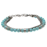 STEEL CHAIN ​​BRACELET WITH TURQUOISE BALLS
