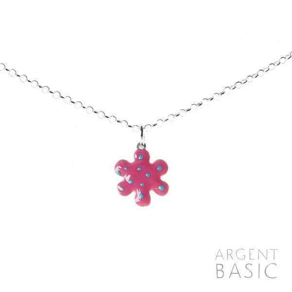 COLGANTE KIDS FLOR PLATA Y ESMALTE