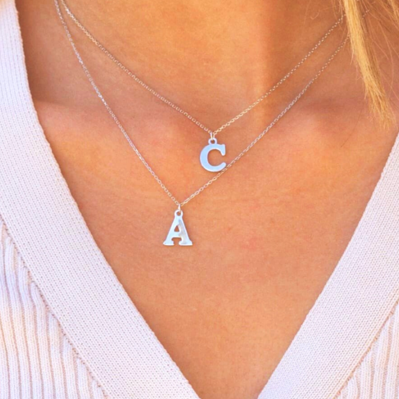 SILVER NECKLACE LETTER A