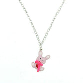 KIDS SILVER AND ENAMEL RABBIT NECKLACE