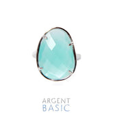 ANILLO IRREGULAR COLORS PLATA Y CRISTAL VERDE AGUA