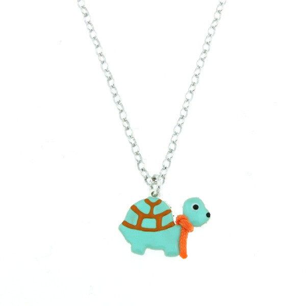 KIDS SILVER AND ENAMEL TURTLE NECKLACE