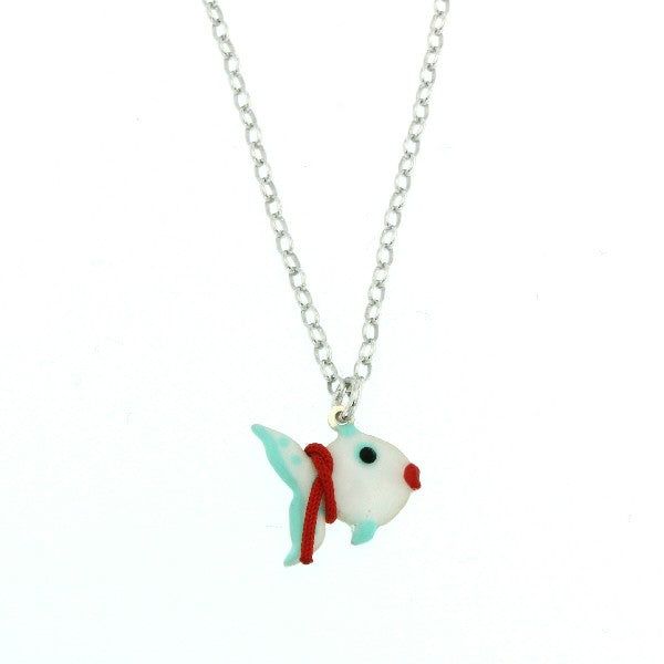KIDS SILVER AND ENAMEL FISH NECKLACE