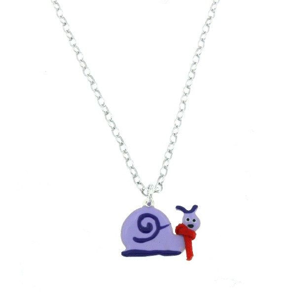 SILVER AND ENAMEL SNAIL KIDS NECKLACE