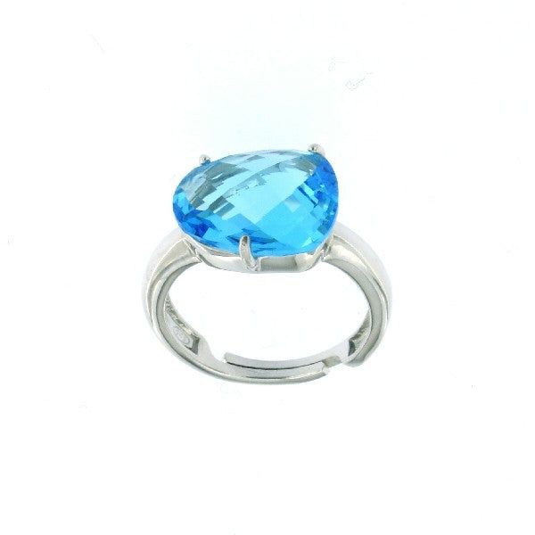 SILVER AND BLUE CRYSTAL CAPRI RING