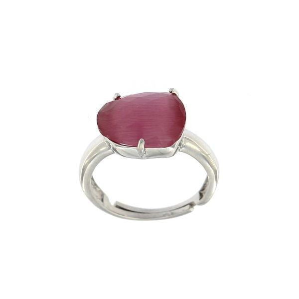 SILVER CAPRI RING AND PINK CAT'S EYE