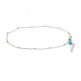 TOBILLERA DE PLATA BOLITA TURQUESA
