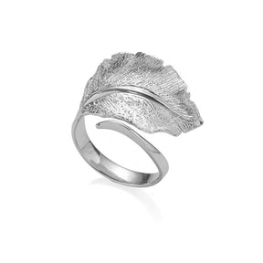 SILVER LEAF OPEN RING
