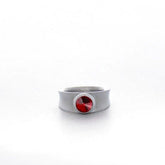 NARROW STEEL AND RED CRYSTAL RING