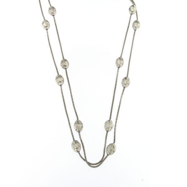 SILVER DOUBLE OLIVINES NECKLACE