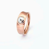 NARROW PINK STEEL AND TRANSPARENT CRYSTAL RING