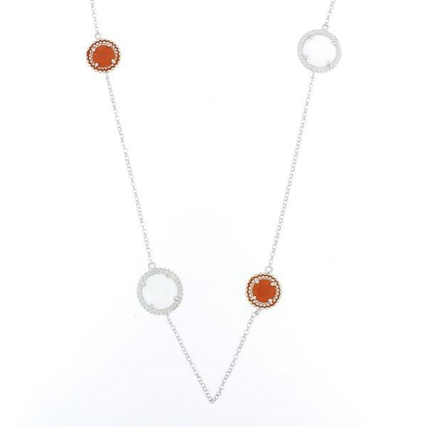 COLLAR KARAMEL CRISTAL CORAL - BLANCO