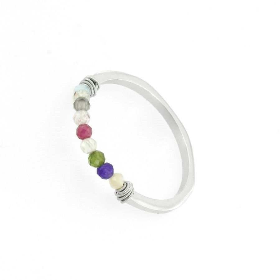 MULTICOLORED RING WITH NATURAL STONES