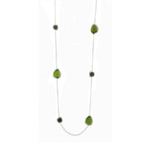 ZINNIA LONG SILVER AND GREEN CRYSTAL NECKLACE