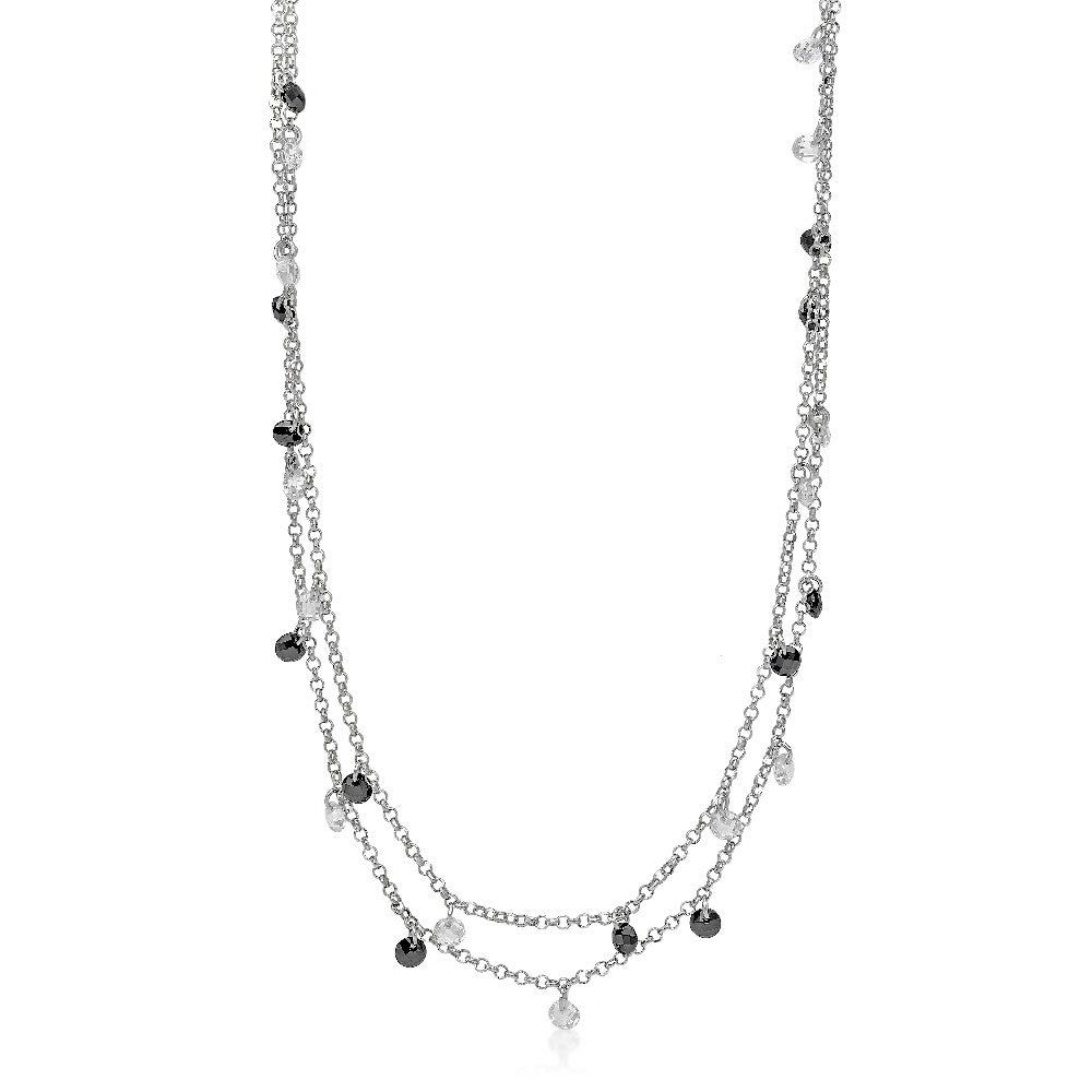 LONG NECKLACE WITH TWO-TONE FACETED CRYSTALS