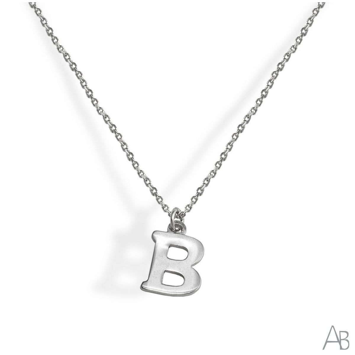 SILVER NECKLACE LETTER B