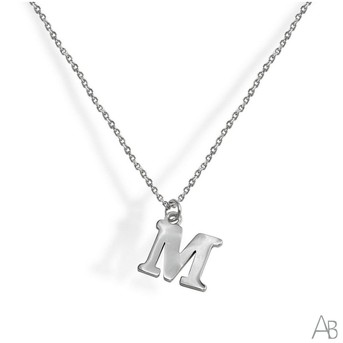 SILVER NECKLACE LETTER M