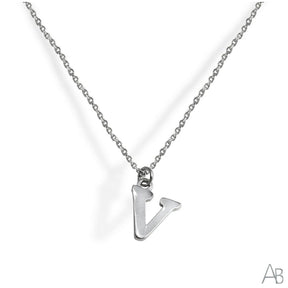 SILVER NECKLACE LETTER V