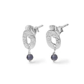 OVAL SILVER EARRINGS WITH IOLITE