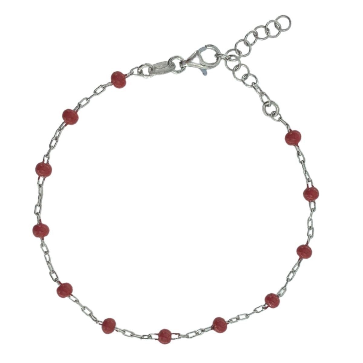 SILVER BRACELET AND RED BALLS